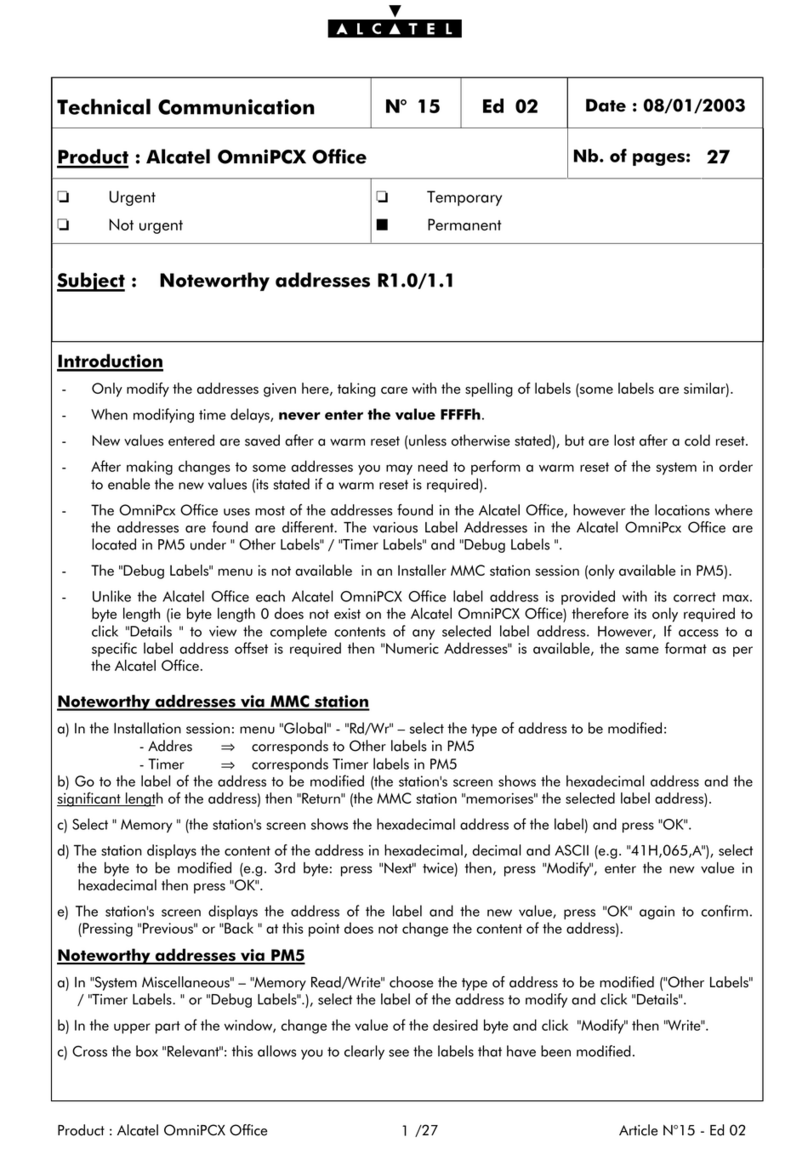 Alcatel OmniPCX Office Use and care manual