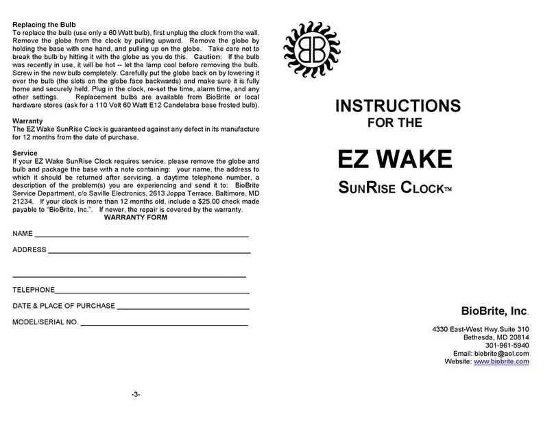 BioBrite EZ Wake SunRise instructions