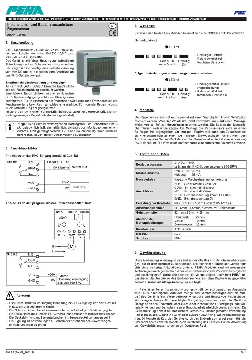 PEHA 940 RS Installation and operating manual