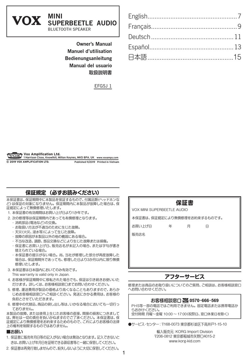 Vox MINI SUPERBEETLE AUDIO  MSB50-AUDIO User manual