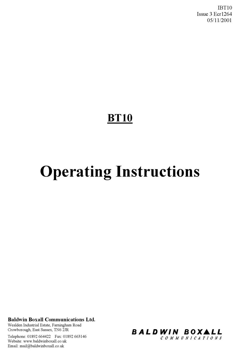 Baldwin Boxall BT10 operating instructions