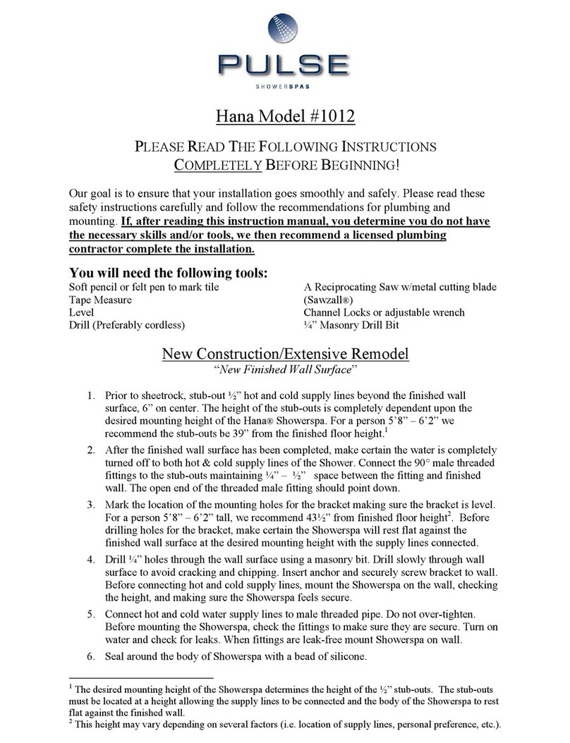 Pulse Shower Spas Hana 1012 instructions