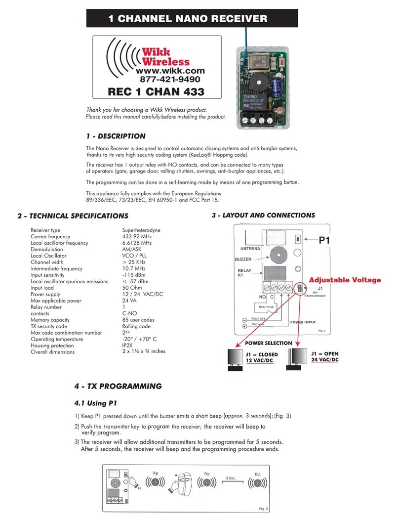 Wikk Wireless REC 1 CHAN 433 quick start guide