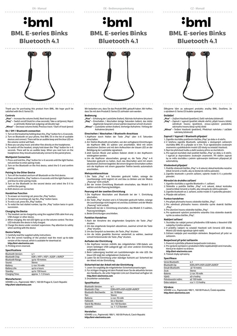 BML Binks E Series manual