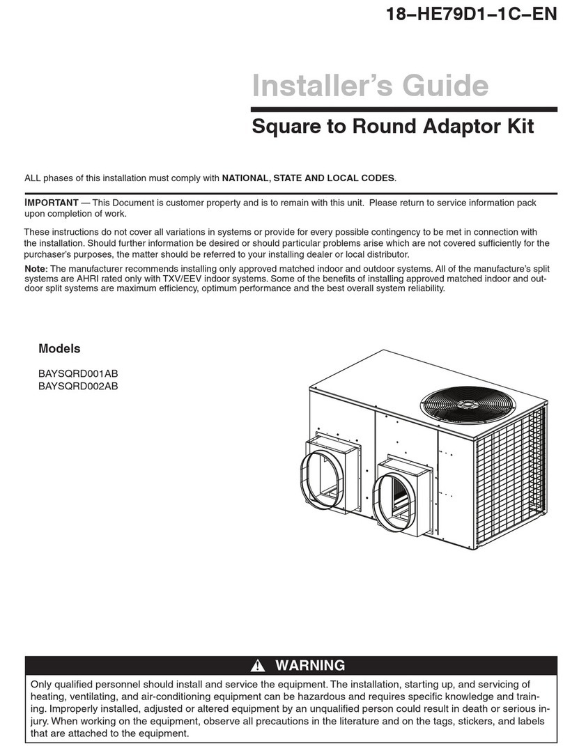Trane BAYSQRD001AB Installer's guide