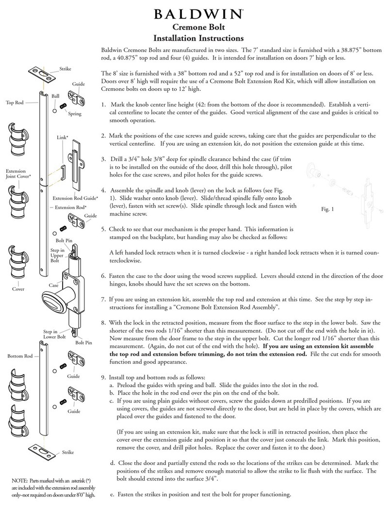 Baldwin Cremone Bolt User manual
