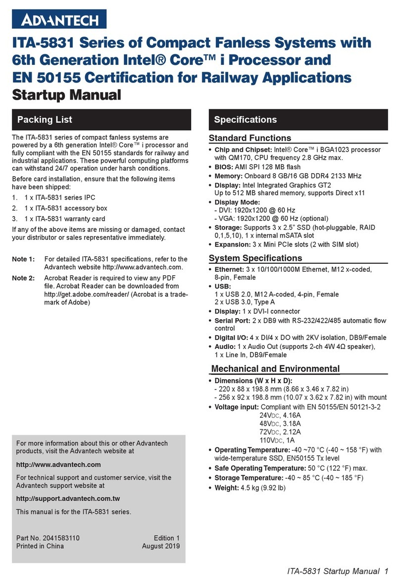 Advantech ITA-5831 Series Installation and operation manual