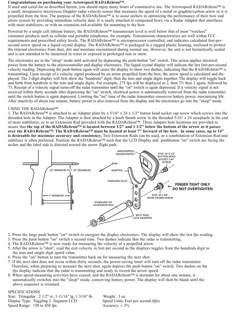 RADARchron Arrowspeed quick start guide