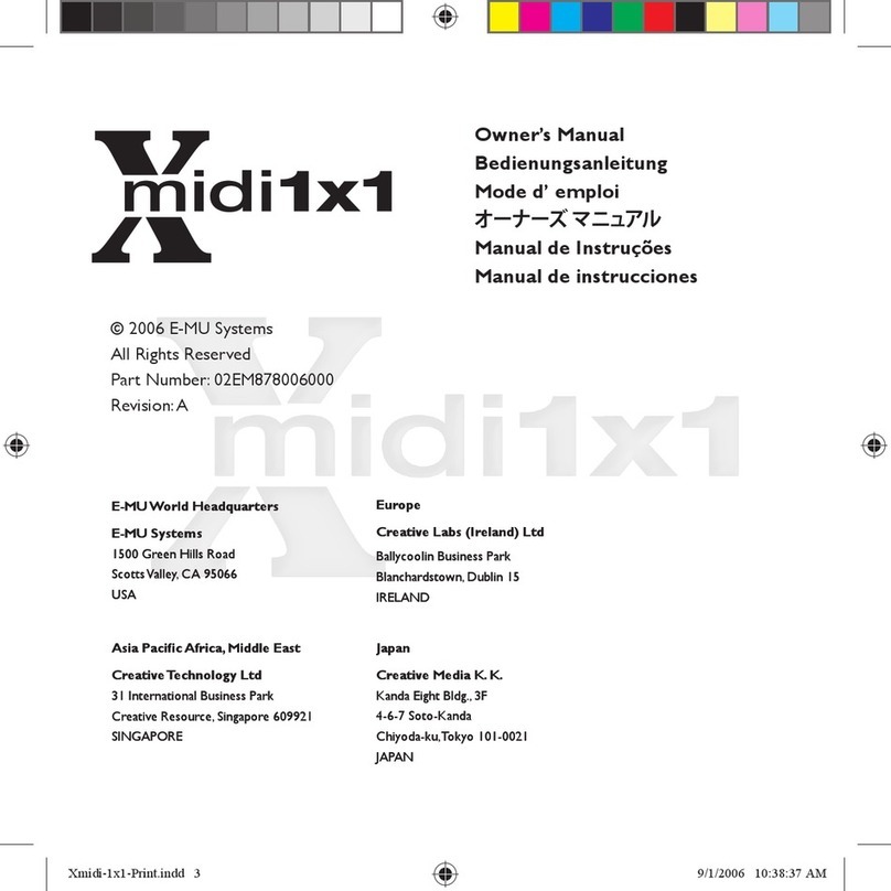 EMU Xmidi 1x1 owner's manual