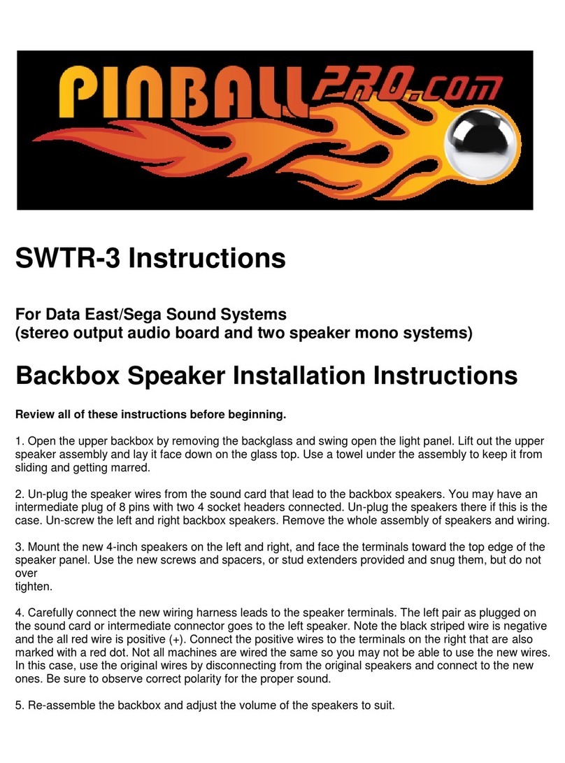 Pinball Pro Data East SWTR-3 instructions