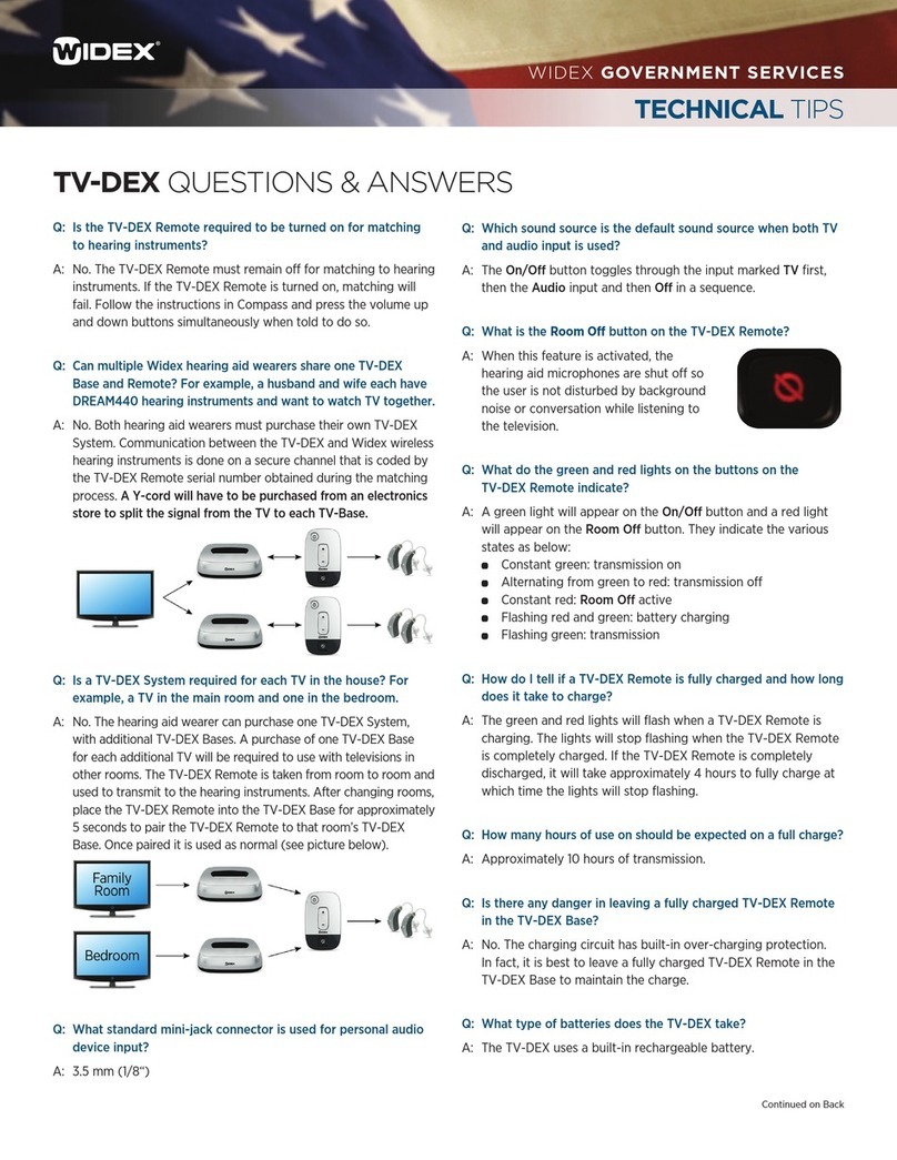 Widex TV-DEX Technical tips