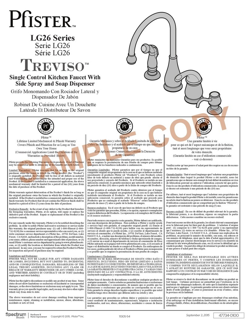 Pfister Treviso LG26 Series manual
