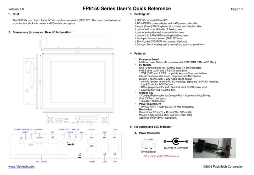 FabiaTech FP8150 Series Users Quick Reference