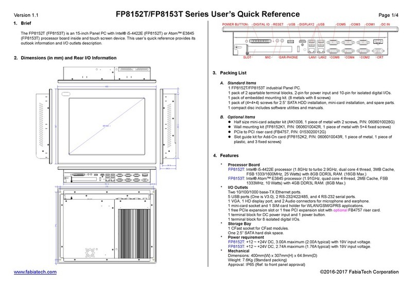 FabiaTech FP8152T Series Users Quick Reference