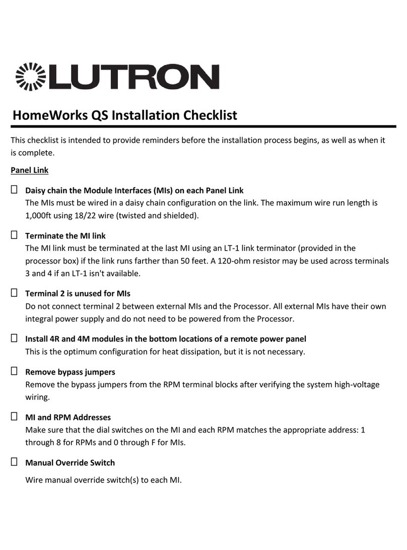 Lutron Electronics homeworks qs User manual