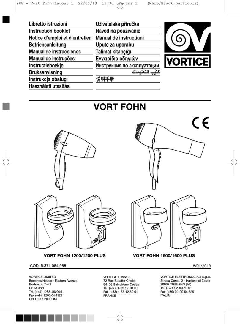 Vortice VORT FOHN Series Instruction booklet