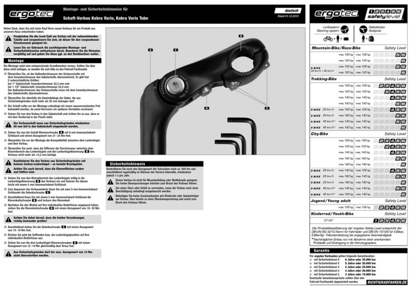 ERGOTEC Kobra Vario 40 Assembly and safety instructions