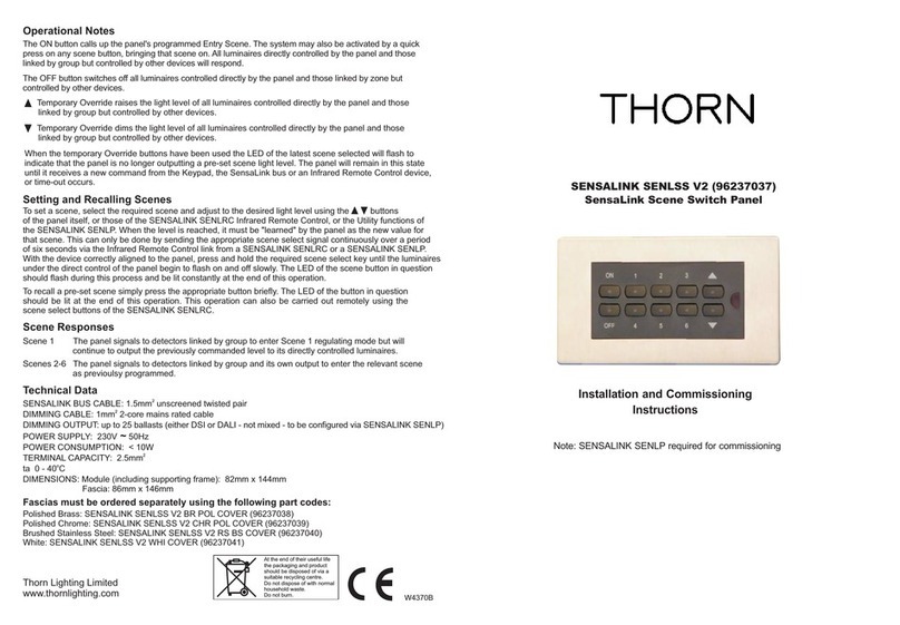 Thorn SENSALINK SENLSS V2 Installation and commissioning instructions Thorn SENSALINK SENLSS V2 Installation and commissioning instructions