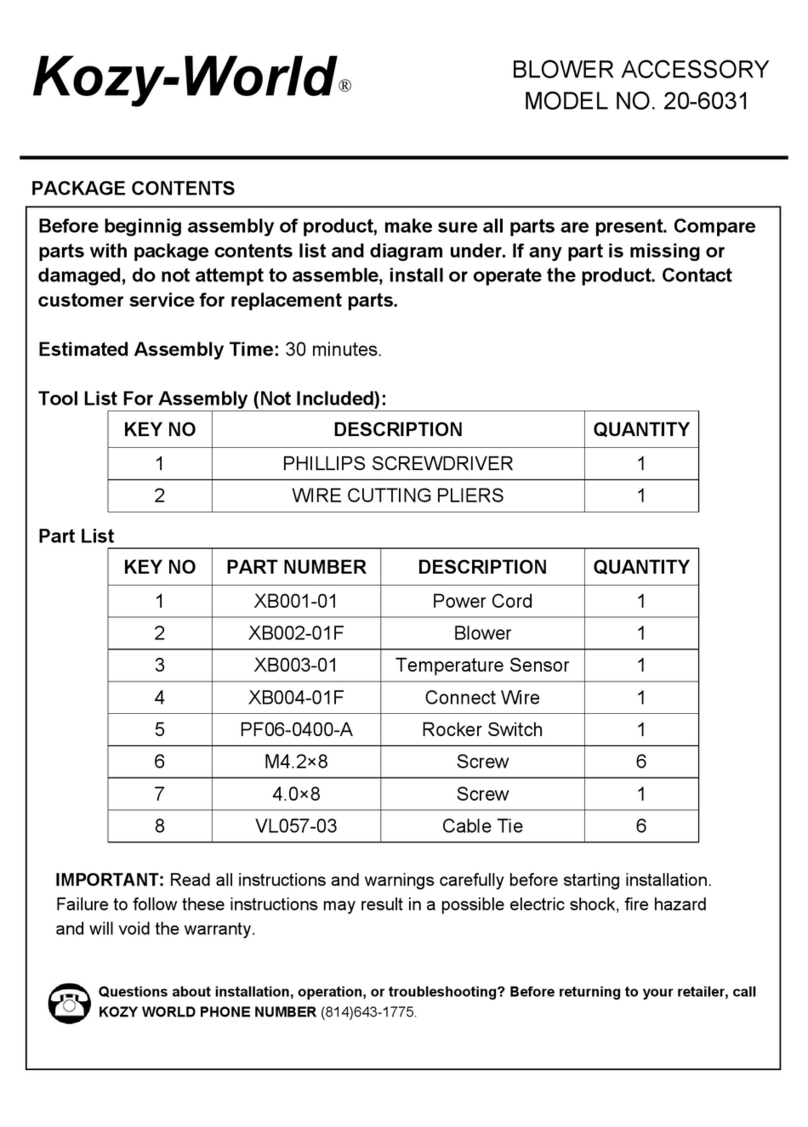 Kozy-World 20-6031 manual