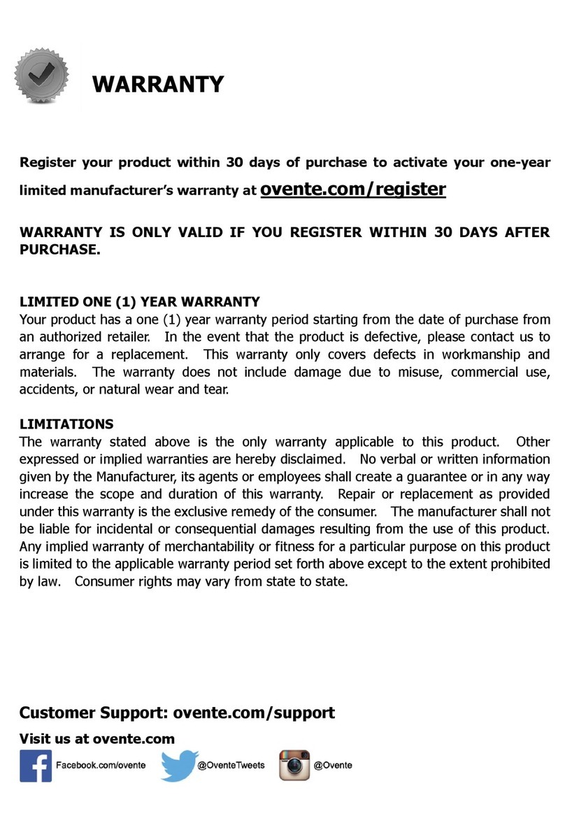Ovente BGI201 Series User manual
