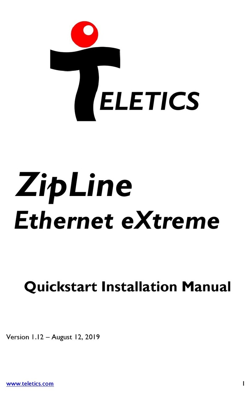 Teletics ZipLine Ethernet eXtreme Quick start installation guide