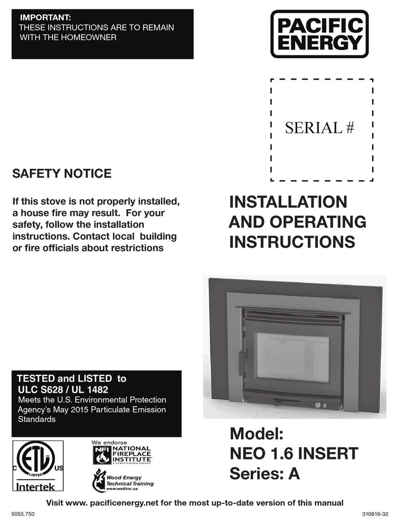 Pacific energy Series A Installation and operating instructions