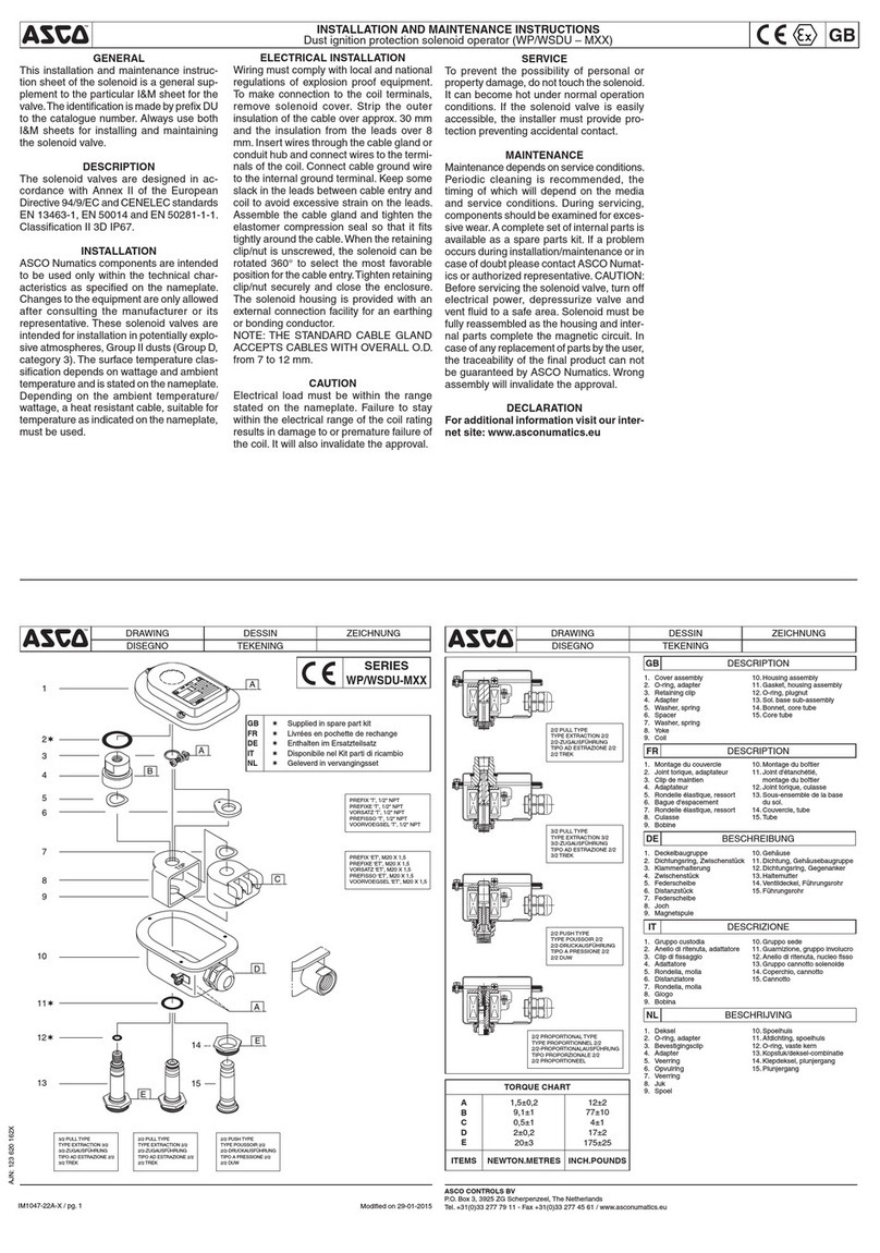 Asco WSDU-M Series User manual