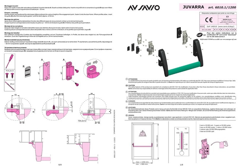 Savio JUVARRA 6010.1/1200 Operating instructions