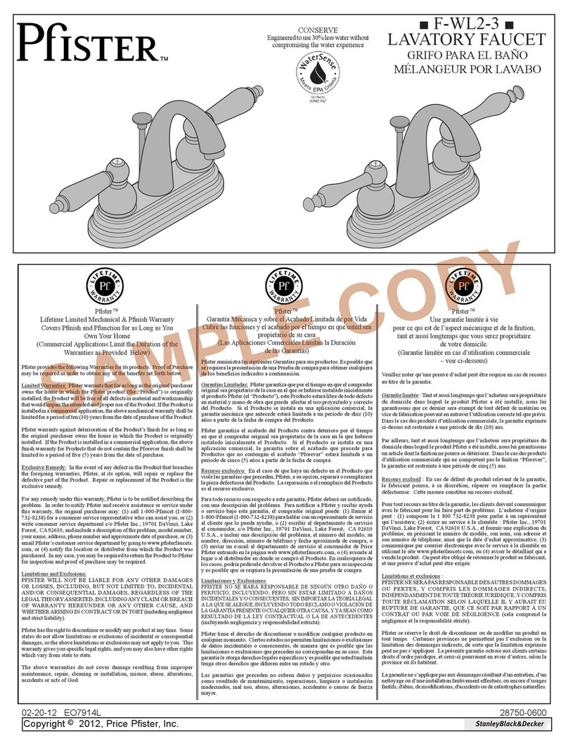 Pfister F-WL2-3 User manual Pfister F-WL2-3 User manual