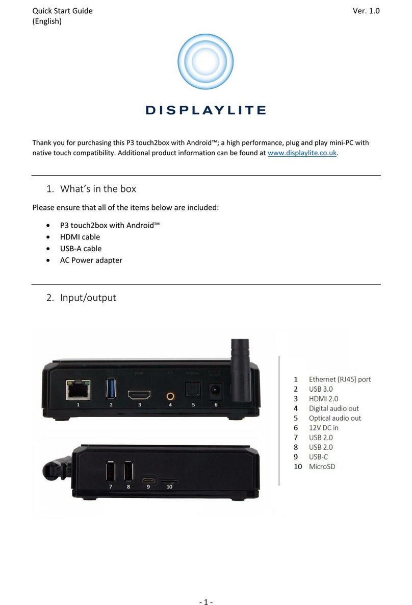 DISPLAYLITE P3 touch2box quick start guide