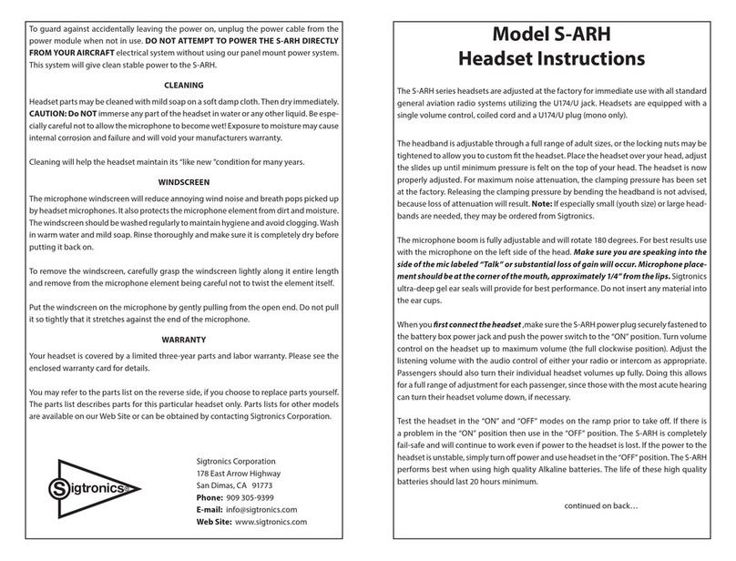 Sigtronics S-ARH User manual