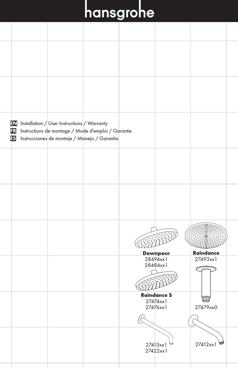 Hans Grohe Downpour 28484 1 Series Installation/User Instructions/Warranty
