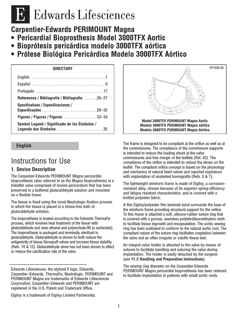 Edwards Lifesciences 3000TFX PERIMOUNT Magna Aortic Instructions for use