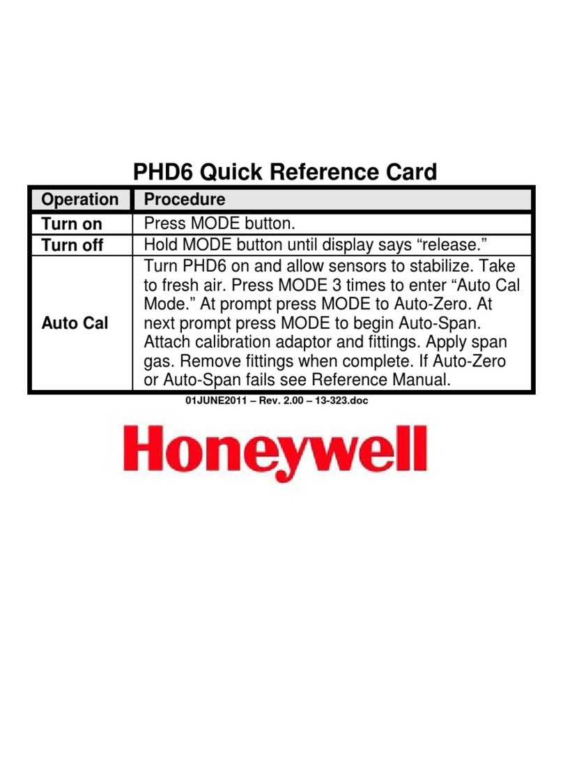 Honeywell PHD6 Quick reference card
