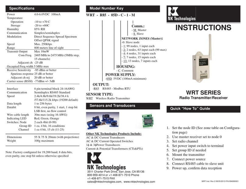 NK TECHNOLOGIES WRT Series Instructions for use