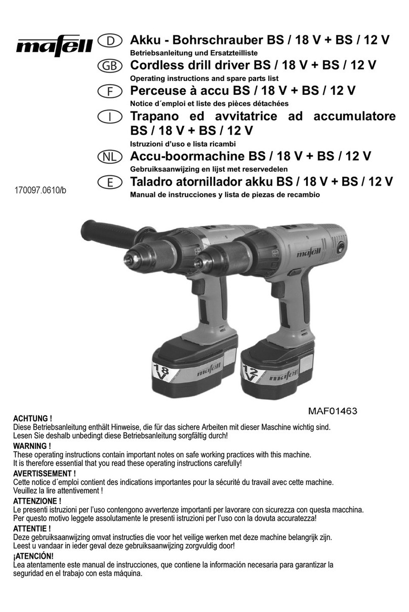 Mafell BS 18 V Operating instructions and spare parts list Mafell BS 18 V Operating instructions and spare parts list