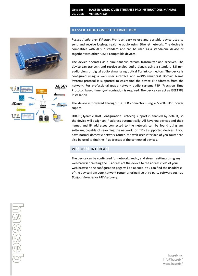 HASSEB AUDIO OVER ETHERNET PRO User manual