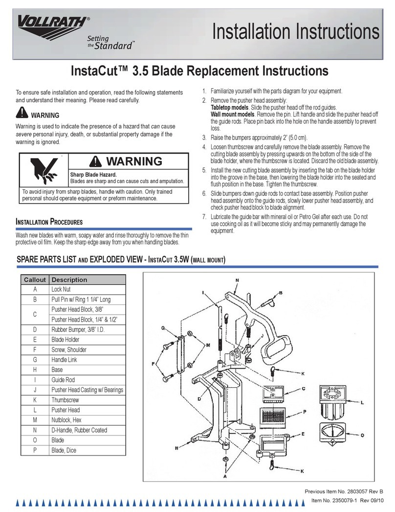Vollrath InstaCut 3.5 installation instructions