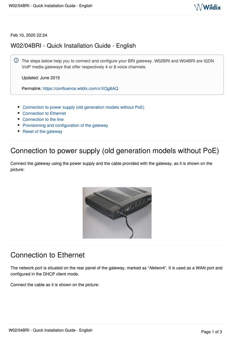 Wildix W02BRI Quick installation guide