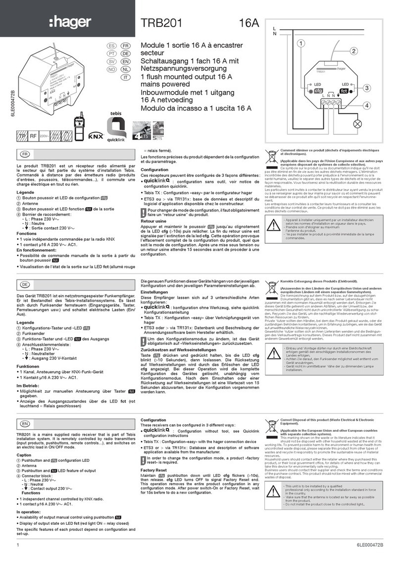 hager TRB201 User manual