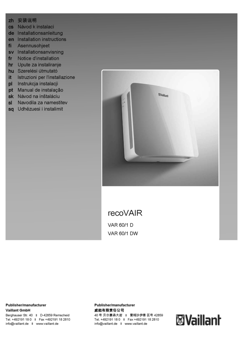 Vaillant recoVAIR VAR 60/1 D installation instructions Vaillant recoVAIR VAR 60/1 D installation instructions