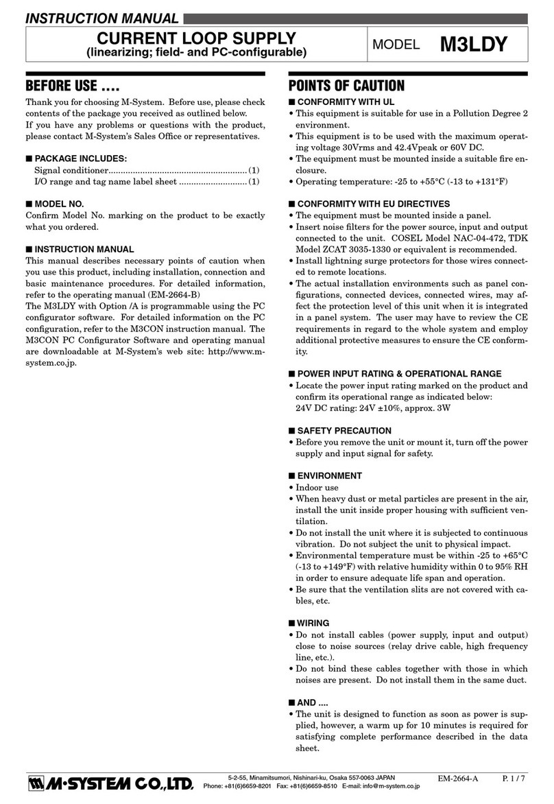 M-system Current Loop Supply M3LDY instruction manual