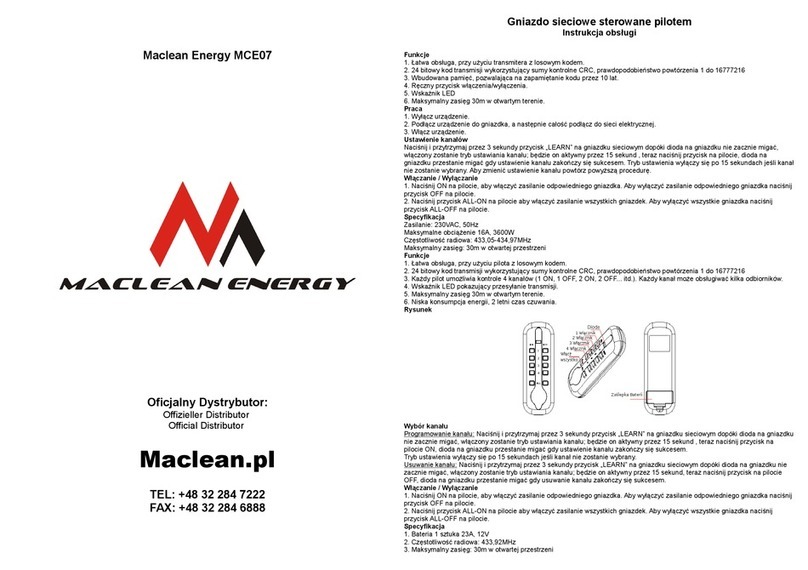 Maclean Energy MCE07 operation instruction