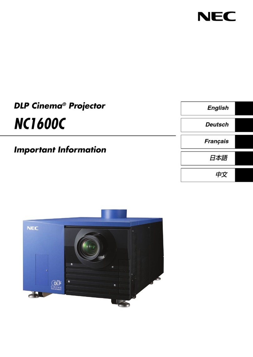NEC DLP CINEMA NC1600C Important information