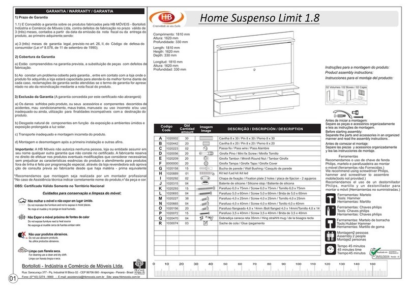 HB Moveis Home Suspenso Limit 1.8 Assembly instructions