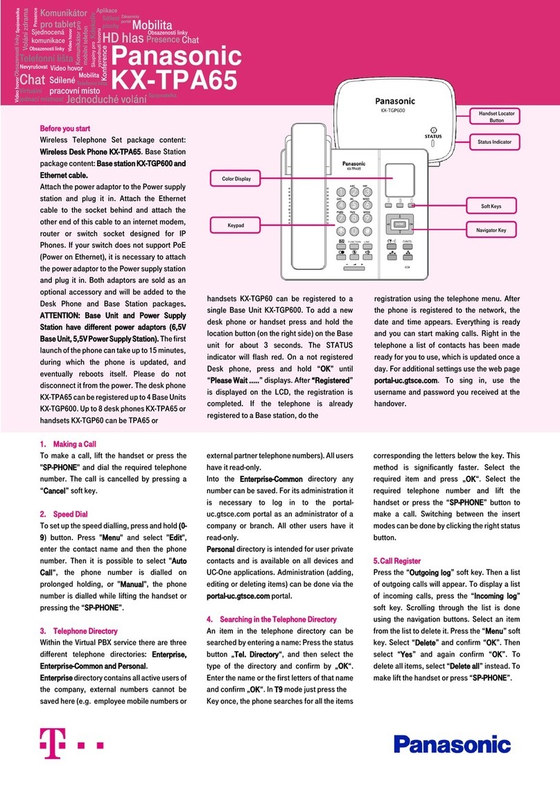 Panasonic KX-TPA65 quick start guide