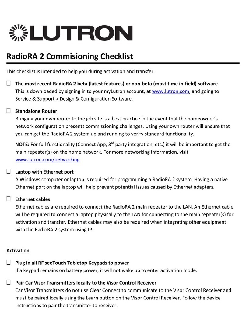 Lutron Electronics RadioRA 2 User manual