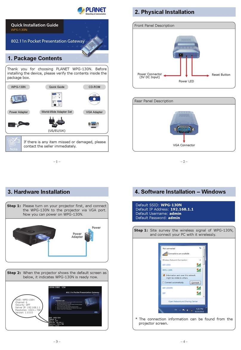 Planet Networking & Communication WPG-130N Quick installation guide Planet Networking & Communication WPG-130N Quick installation guide