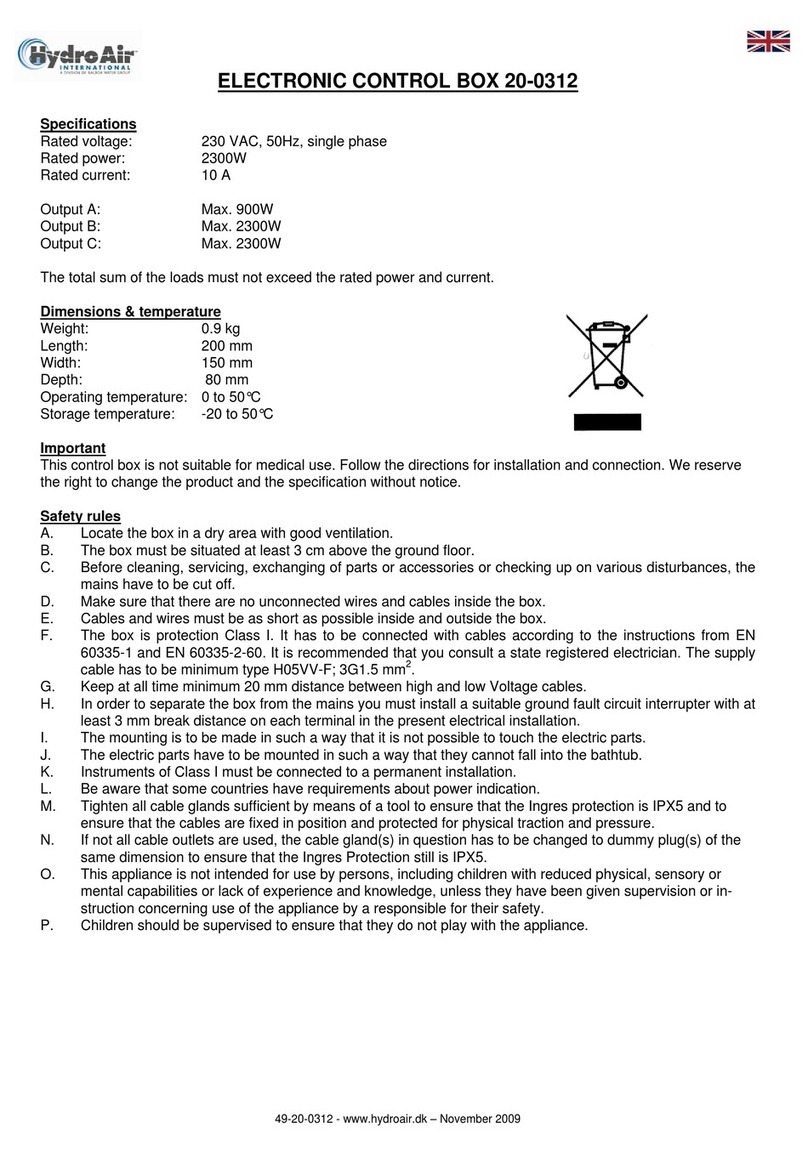 HydroAir 20-0312 User manual