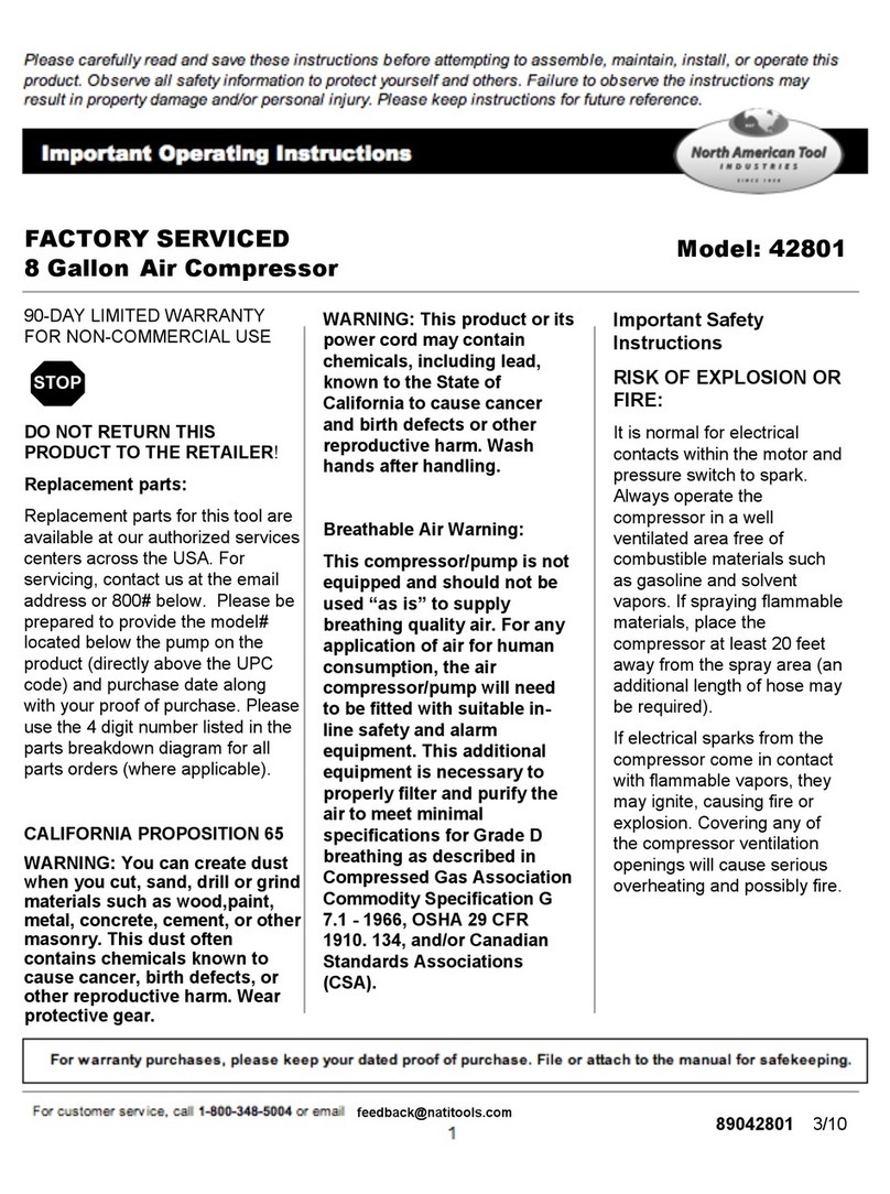 North American Tool 42801 operating instructions